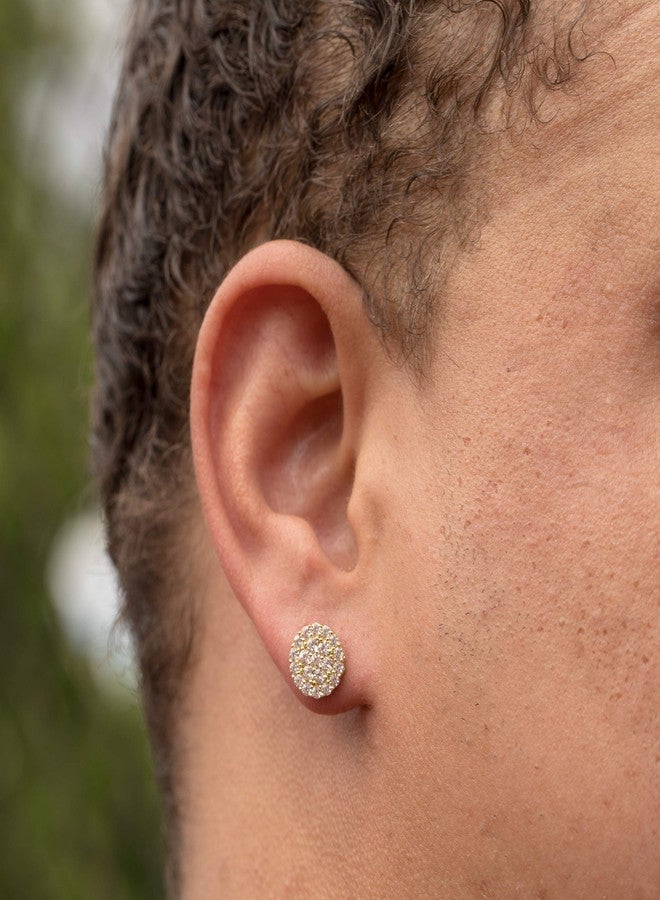 Street Knitted أقراط دائرية كبيرة مطلية بالذهب الأصفر عيار 14 قيراطًا، مصنوعة من الفضة الإسترليني عيار 925، مضادة للحساسية، مناسبة للرجال والنساء، بتصميم هيب هوب دائري مرصع بأحجار الزركونيا المكعبة 5A على شكل زهرة، مع مشبك لولبي. هدية مجوهرات مثالية للرجال والنساء. - Image 4